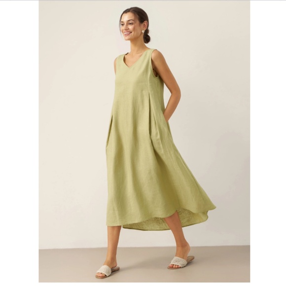 100% Linen Sleeveless A-Line Maxi Dress TARA - Picture 8 of 10
